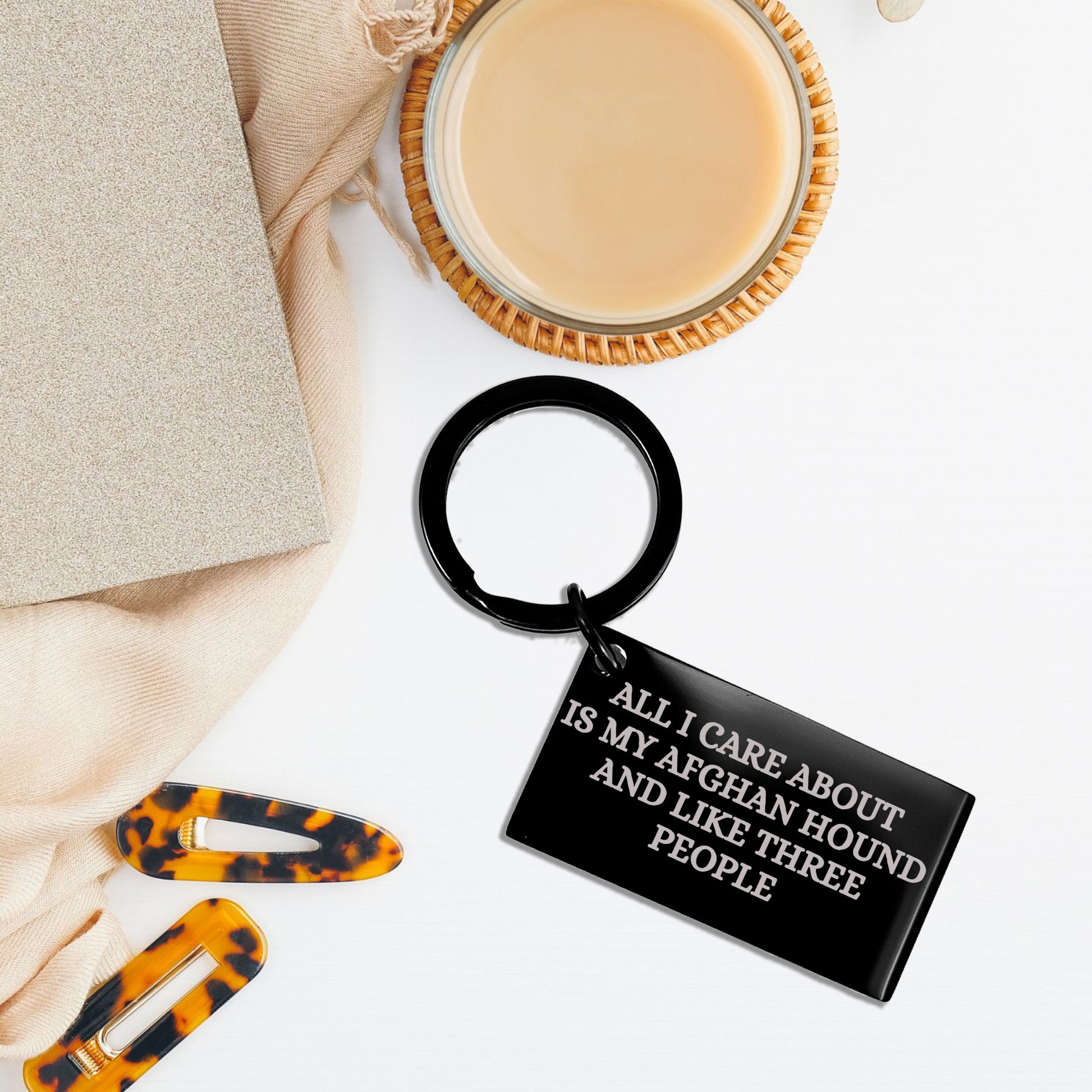 Spring Pet Products Funny Afghan Hound Dog Lover Gifts Black Engraved Keychain for Christmas, All I Care About Is My Afghan Hound And Like Three People Quote - Mallard Moon Gift Shop