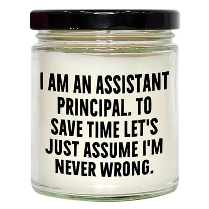 Assistant Principal Humor 9oz Vanilla Soy Candle Gifts from Friends to Assistant Principal Birthday Unique Ideas - Mallard Moon Gift Shop