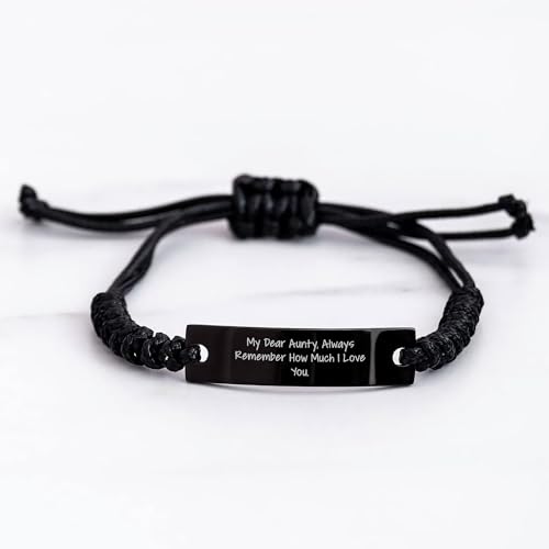 Spring Pet Products Aunty's Special Heartfelt Rope Bracelet, Black Stainless Steel Adjustable Rope for Women, Funny Quote Valentine's Day Unique Gift - Mallard Moon Gift Shop