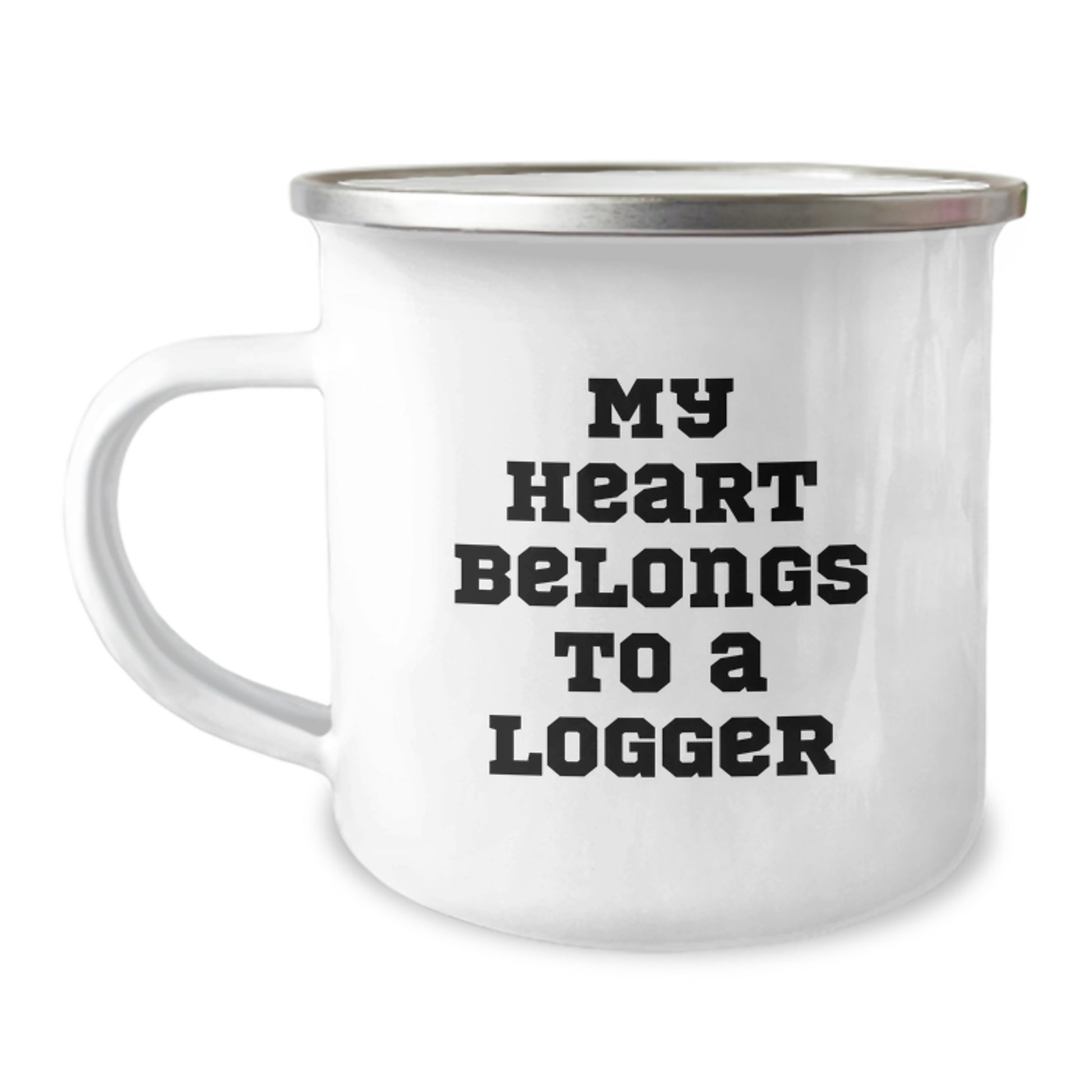 Funny Logger Gifts, My Heart Belongs To A Logger Camping Mug, Graduation Unique Gifts from Friends - Image 1