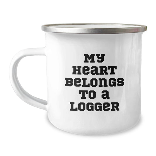 Funny Logger Gifts, My Heart Belongs To A Logger Camping Mug, Graduation Unique Gifts from Friends - Image 1