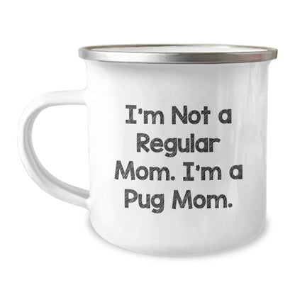 Funny Pug Mom Camping Mug Gift for Pug Dog Lovers, Unique Christmas Memorable Present from Friends to Family - Image 1
