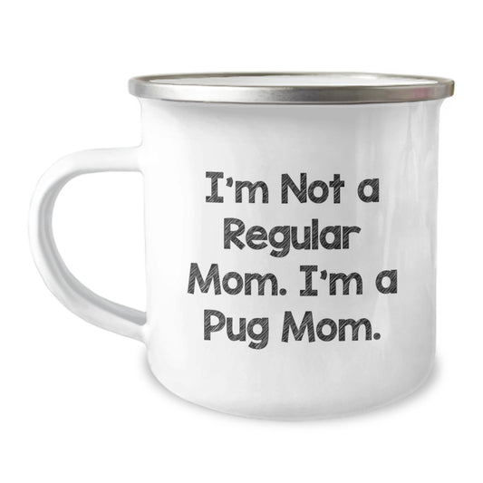 Funny Pug Mom Camping Mug Gift for Pug Dog Lovers, Unique Christmas Memorable Present from Friends to Family - Image 1