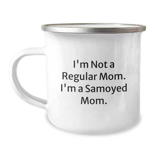 Samoyed Dog Camping Mug Gifts from Men to Women for Christmas Unique Presents - 'I'm Not A Regular Mom. I'm A Samoyed Mom' Funny Inspirational Mom Gifts - Image 1