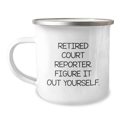 Funny Court Reporter Gifts from Family for Court Reporter Men - 'Retired Court Reporter. Figure It Out Yourself.' Christmas Unique Mugs for Court Reporter Friends - Image 1