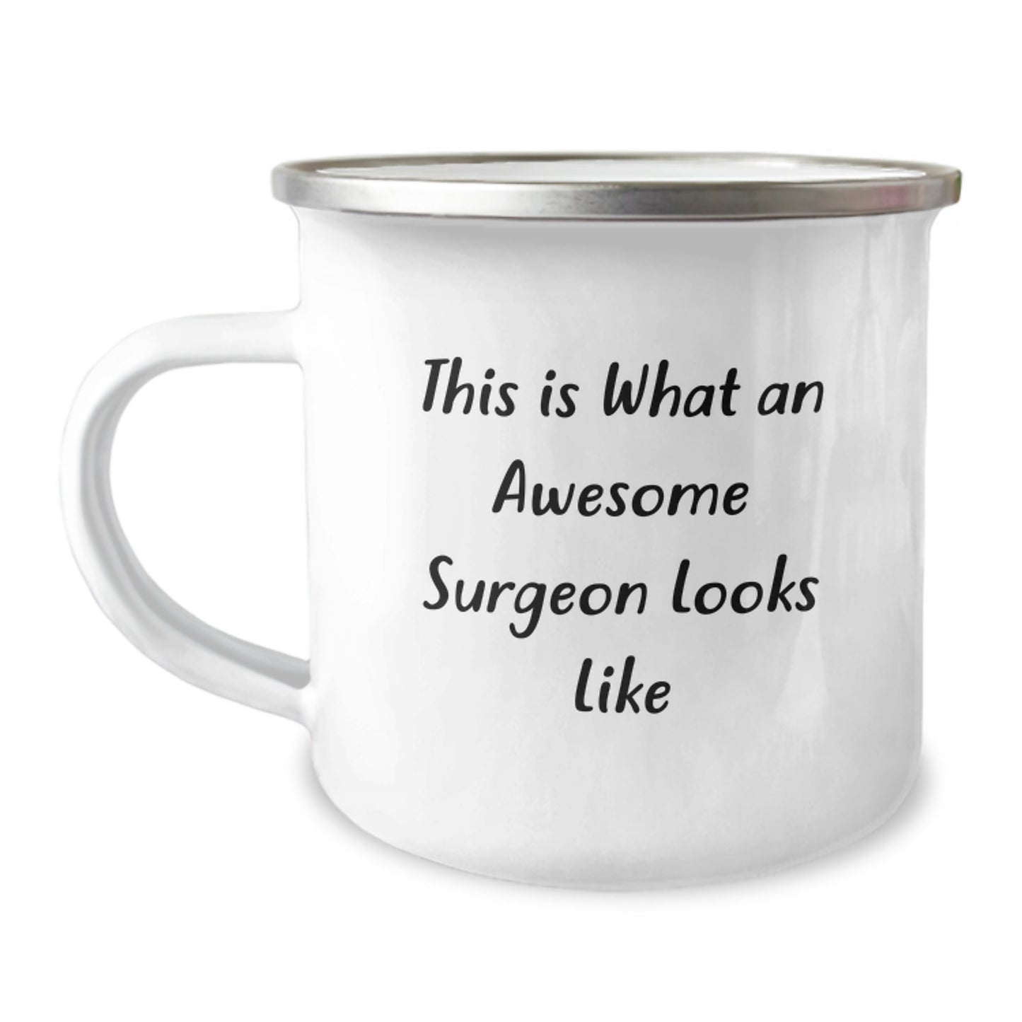 Surgeon Gifts for Men - Funny Camping Mug, This Is What An Awesome Surgeon Looks Like, Graduation Unique Gifts from Friends - 12 oz Stainless Steel Enamel Finish - Image 1