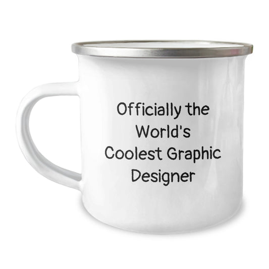 Funny Graphic Designer Gifts from Friends for Graduation - Officially The World's Coolest Camping Mug, 12 oz - Image 1