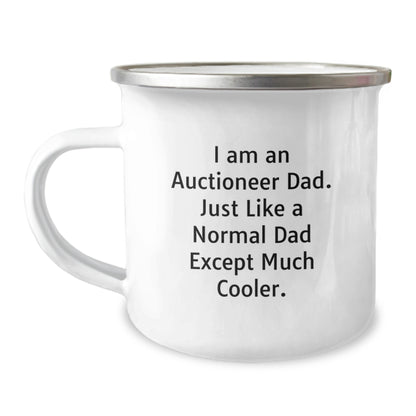 Gifts from Men, Auctioneer Dad Funny Quote Stainless Steel Camping Mug, Unique Christmas Unique Gifts for Auctioneer Friends Family - Image 1
