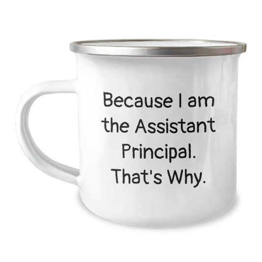 Funny Assistant Principal Gifts from Friends: Because I Am The Assistant Principal. That's Why. Graduation Camping Mug - Image 1