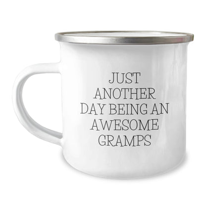 Gifts from Family to Gramps, Funny Camping Mug for Men, Just Another Day Being An Awesome Gramps Quote, Christmas Unique Gifts - Image 1