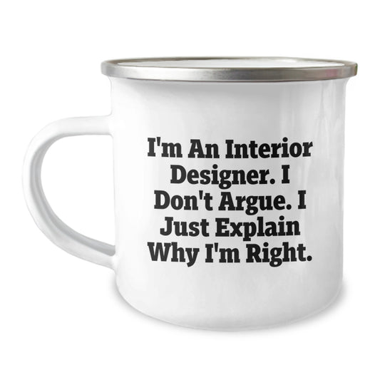 Funny Interior Designer Gifts from Men, Unique Camping Mug for Friends, Christmas Unique Gifts for Interior Designer - Image 1