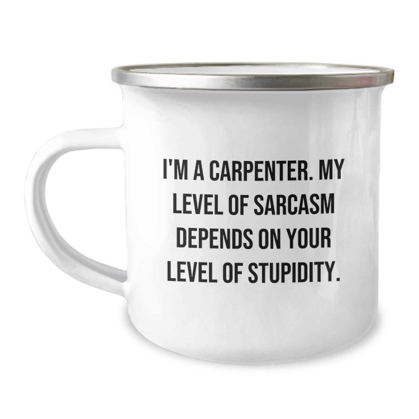 Funny Gifts from Friends for Carpenter, Christmas Unique Gifts, Insulting Sarcasm Level Camping Mug - Image 1