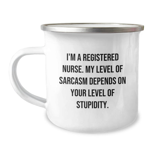 Funny Sarcasm Registered Nurse Christmas Camping Mug Gifts from Family, Humorous Quote for Registered Nurse, Funny Gift for Nurses - Image 1