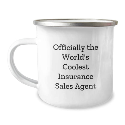 Funny Insurance Sales Agent Gifts from Friends for Graduation - 'Officially The World's Coolest Insurance Sales Agent' Camping Mug - Image 1