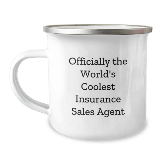 Funny Insurance Sales Agent Gifts from Friends for Graduation - 'Officially The World's Coolest Insurance Sales Agent' Camping Mug - Image 1