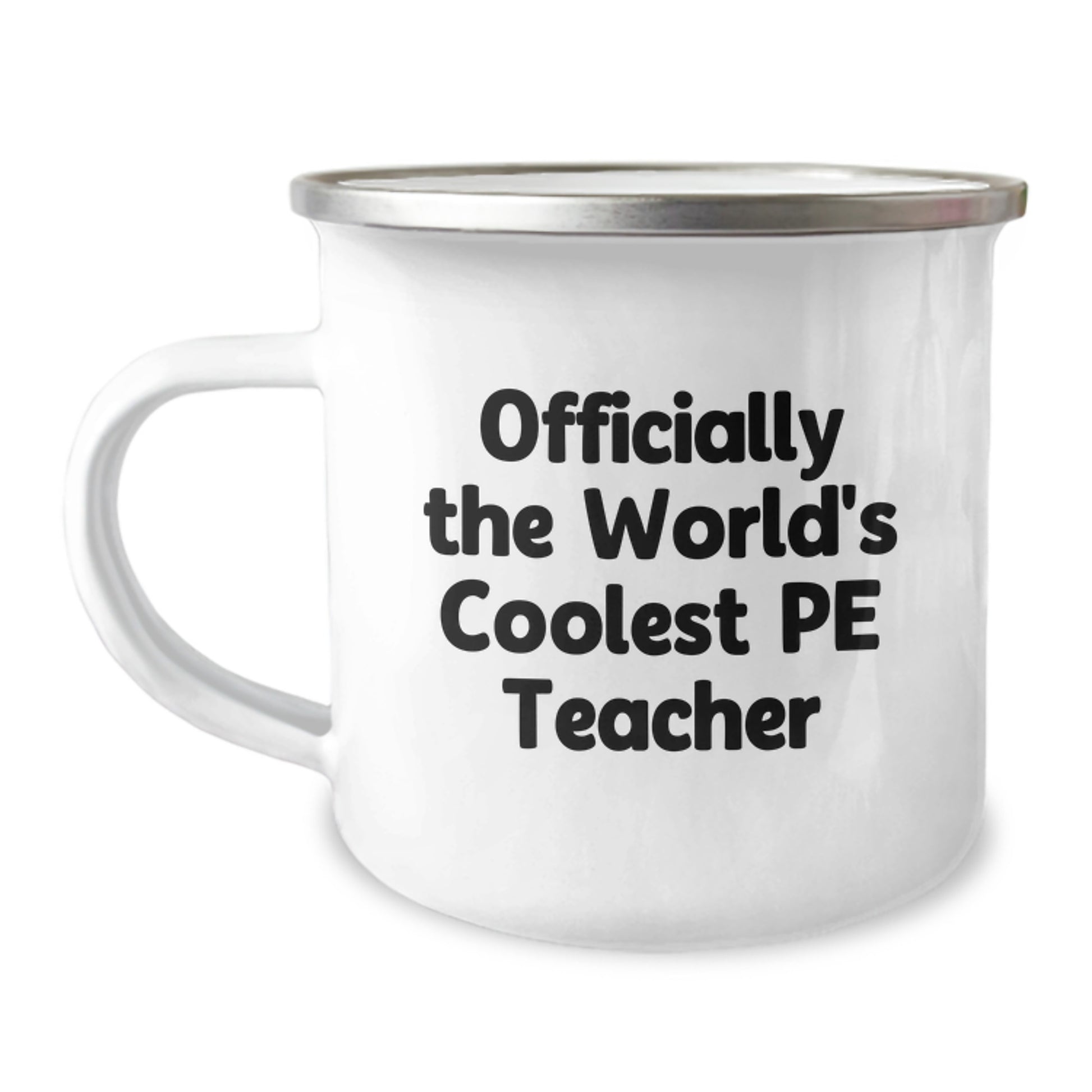 Funny PE Teacher Gifts for Men Friends from 'Officially The World's Coolest PE Teacher' Camping Mug for Christmas Unique - Image 1