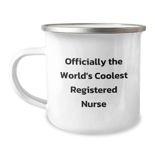 Funny Registered Nurse Gifts from Friends for Christmas - Officially The World's Coolest Registered Nurse Camping Mug - Image 1