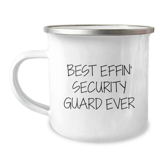 Funny Gifts from Family for Security Guard - 'Best Effin' Security Guard Ever' Camping Mug, Stainless Steel Enamel Finish, 12 oz Capacity - Unique Christmas Unique Gifts for Men - Image 1