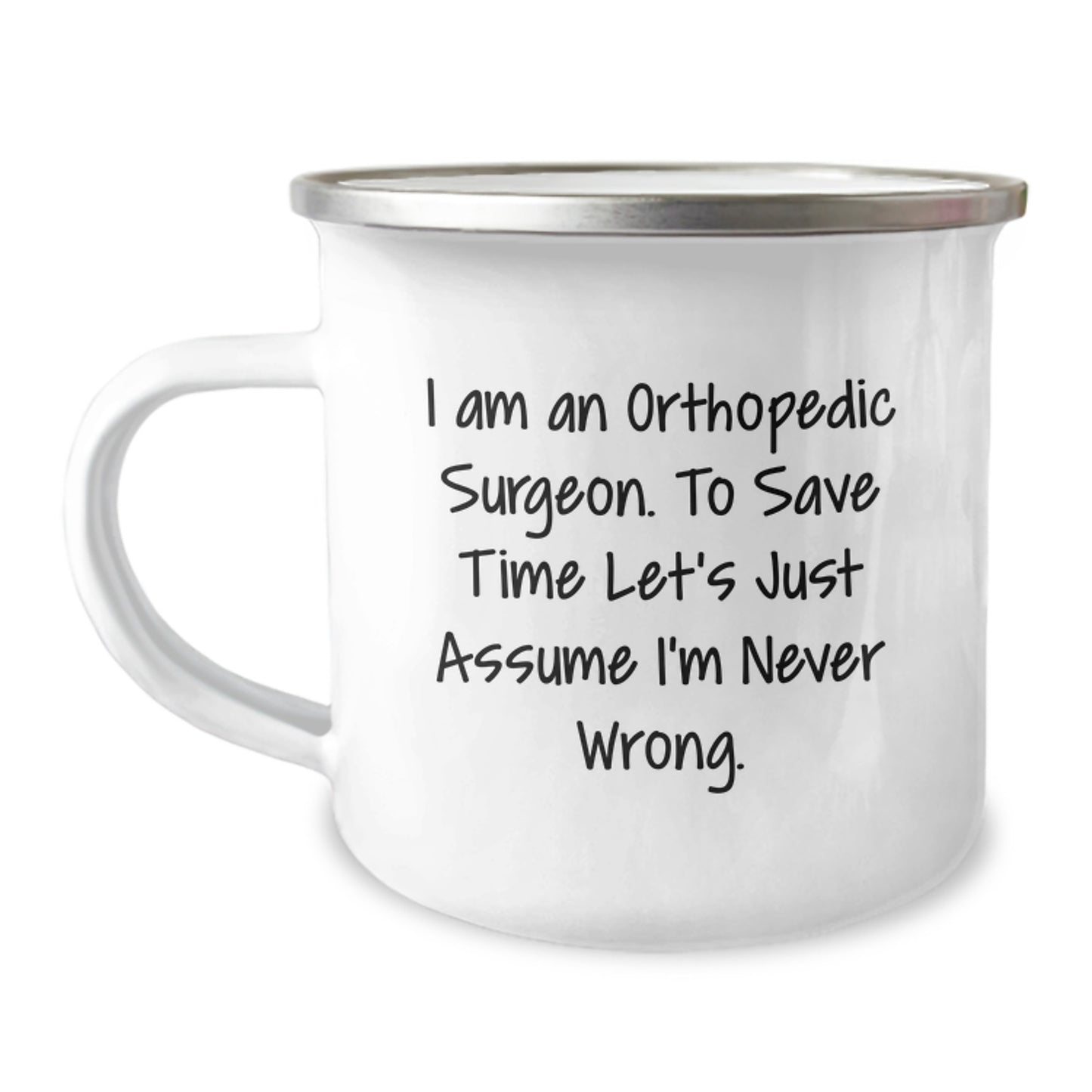 Gifts from Friends to Orthopedic Surgeons, Funny Camping Mug for Men, 12 oz Stainless Steel with Enamel Finish, Perfect for Christmas Unique Gifts - Image 1