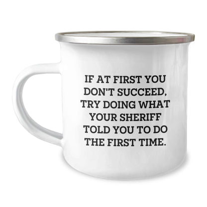 Funny Sheriff Gifts for Men - Camping Mug with Inspirational Sheriff Quote - Gifts from Friends for Christmas Unique Sheriff Mugs - Image 1