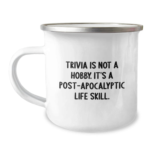 Trivia Camping Mug, Funny Post-apocalyptic Life Skill Gift for Men, Women from Friends and Family, Unique Christmas Unique Gifts - Image 1