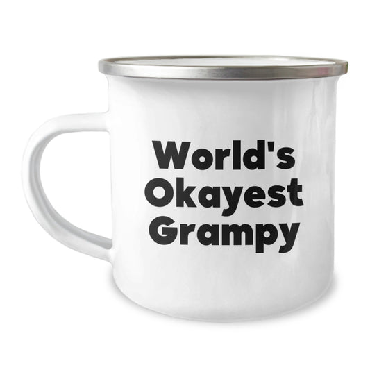 Grampy's Camping Adventures, Funny World's Okayest Grampy Gifts, 12 oz Stainless Steel Mug for Birthday from Family, Friends, or Coworkers to Grampy - Image 1