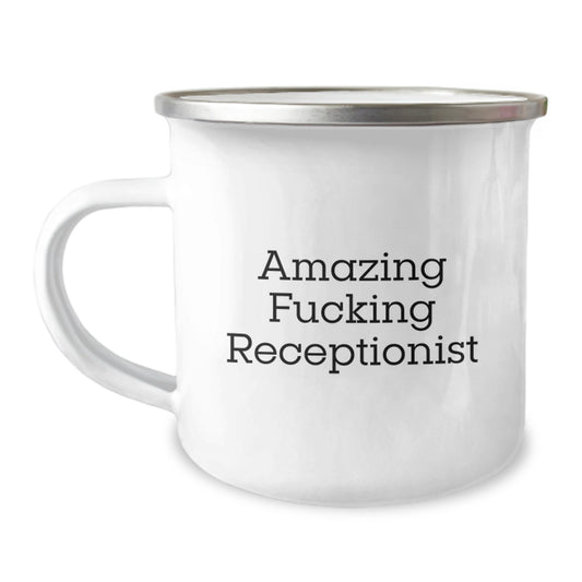 Funny Receptionist Gifts for Coworkers - 'Amazing F--king Receptionist' Quote Christmas Unique Mugs for Men Women Friends Family - Image 1
