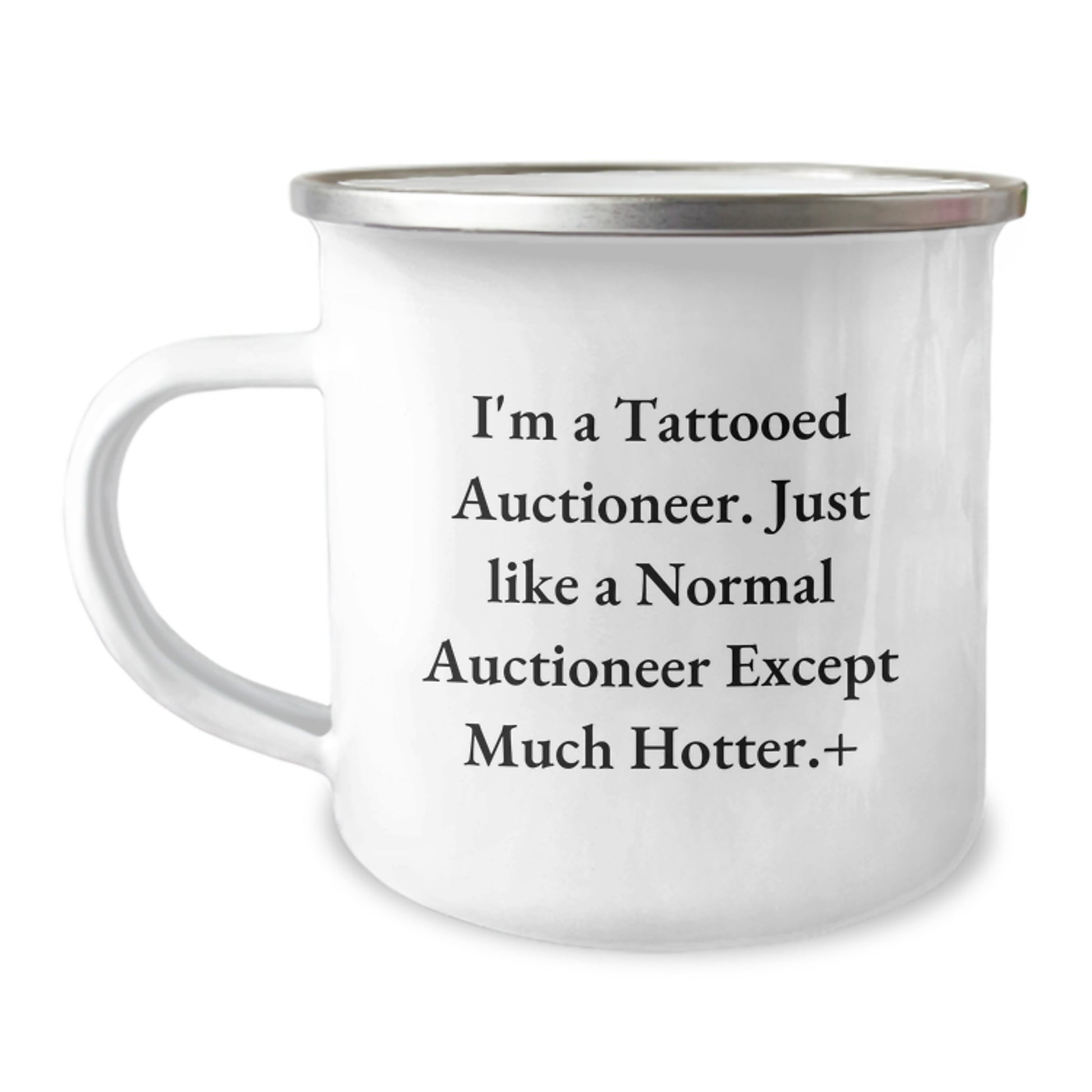 Unique Auctioneer Gifts for Men Friends from Family - Tattooed Auctioneer Camping Mug - Image 1