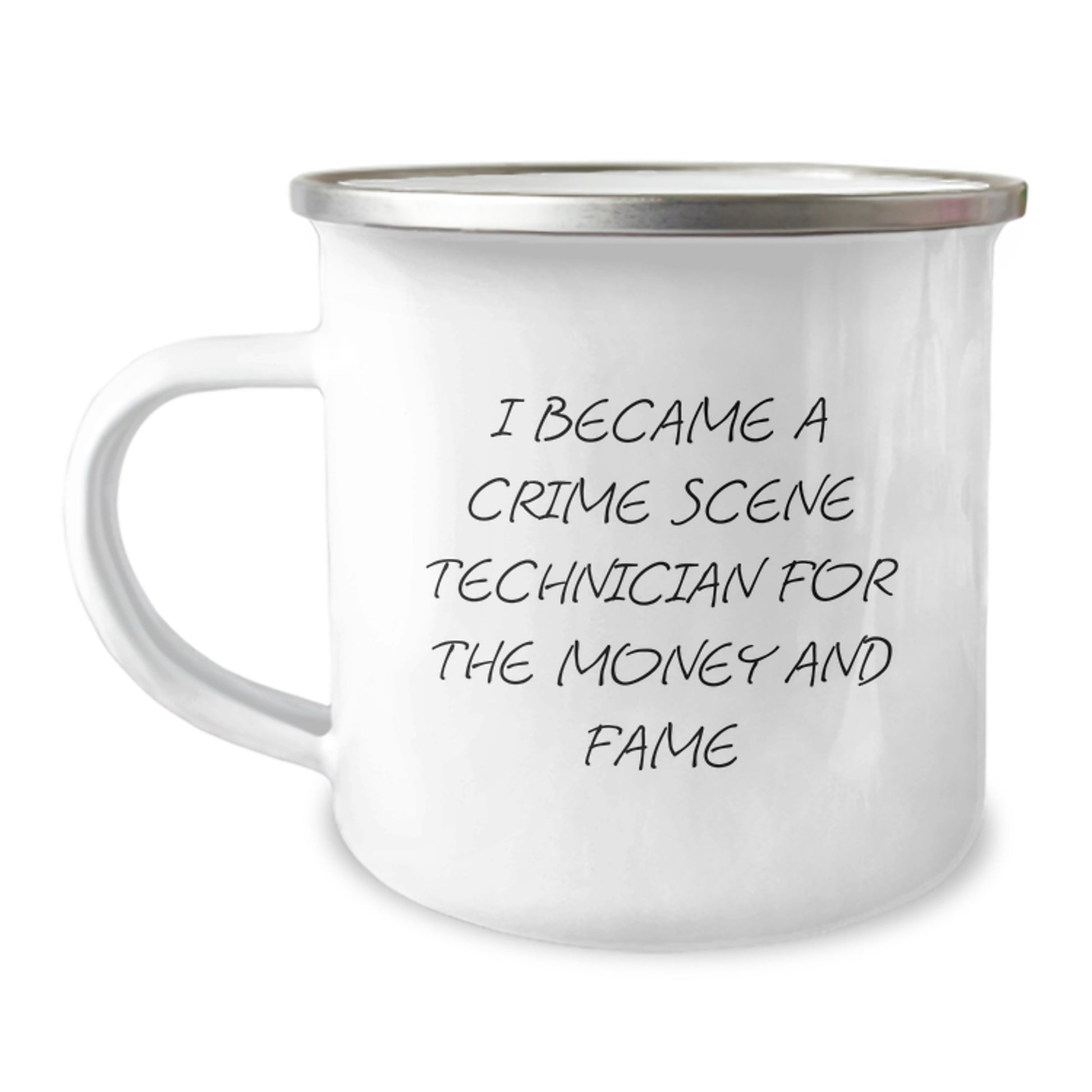Funny Crime Scene Technician Gifts for Men Christmas Unique Mugs with I Became A Crime Scene Technician for the Money and Fame Quote from Friends and Family - Image 1