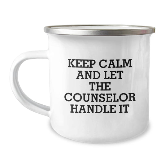 Funny Counselor Gifts for Men - Keep Calm And Let The Counselor Handle It - Counselor Camping Mug for Christmas Unique Gifts from Friends - Image 1