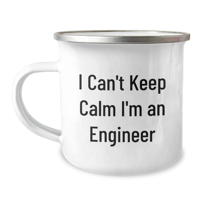 Funny Engineer Camping Mug, Gifts for Engineers from Coworkers, Cute Christmas Unique Gifts with 'I Can't Keep Calm I'm An Engineer' Quote, Stainless Steel 12 oz Capacity - Image 1