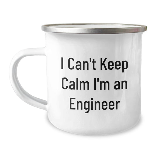 Funny Engineer Camping Mug, Gifts for Engineers from Coworkers, Cute Christmas Unique Gifts with 'I Can't Keep Calm I'm An Engineer' Quote, Stainless Steel 12 oz Capacity - Image 1