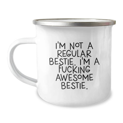 Funny Bestie Camping Mug Gifts from Friends, Unique Christmas Memorable Presents for Bestie, Bestie is F--king Awesome Mug - Image 1