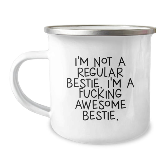 Funny Bestie Camping Mug Gifts from Friends, Unique Christmas Memorable Presents for Bestie, Bestie is F--king Awesome Mug - Image 1