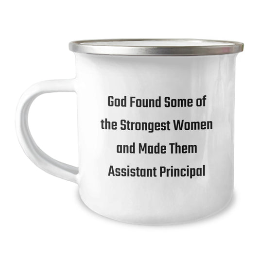 Funny Assistant Principal Gifts for Men - 'God Found Some Of The Strongest Women' Camping Mug, Unique Christmas Memorable Presents, Inspirational Quote Mug, Stainless Steel, 12 oz - Image 1