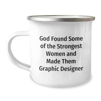 Graphic Designer's Humorous Camping Mug, Funny Quote Gifts for Women, Birthday Unique Gifts from Family - Image 1