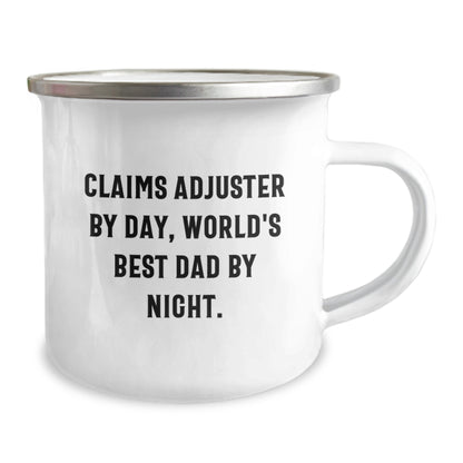 Claims Adjuster Mug, Funny Gifts for Graduation, 'Claims Adjuster By Day, World's Best Dad By Night.' Coffee Mug, Gifts from Family, for Claims Adjuster, Unique Camping Mugs - Image 2
