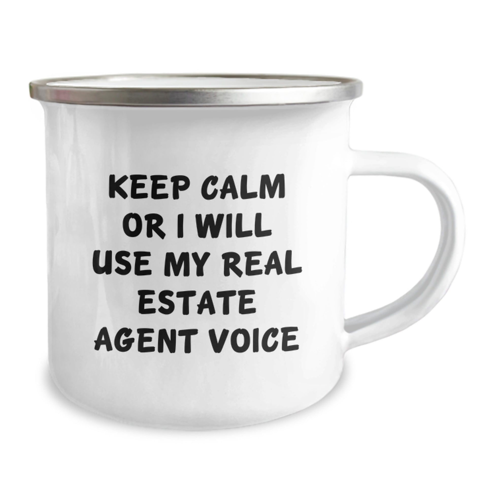 Funny Real Estate Agent Gifts, Camping Mugs, Keep Calm Or I Will Use My Real Estate Agent Voice, Unique Christmas Unique Gifts from Friends to Real Estate Agent Men - Image 2