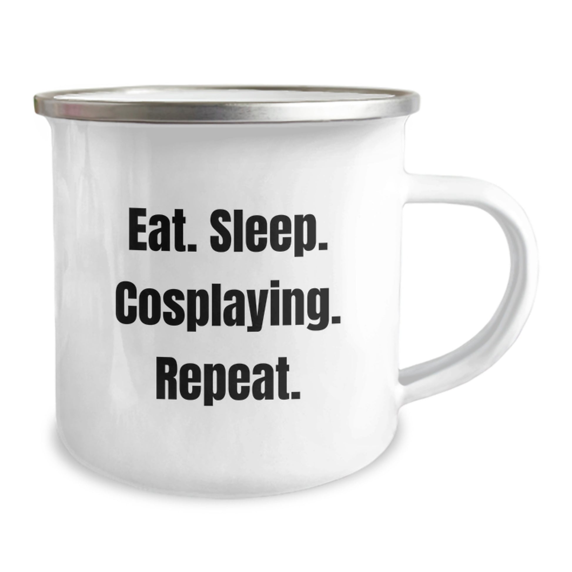 Funny Cosplaying Gifts from Friends for Graduation - Eat. Sleep. Cosplaying. Repeat. Ceramic Camping Mug, 12 oz - Image 2