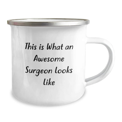 Surgeon Gifts for Men - Funny Camping Mug, This Is What An Awesome Surgeon Looks Like, Graduation Unique Gifts from Friends - 12 oz Stainless Steel Enamel Finish - Image 2