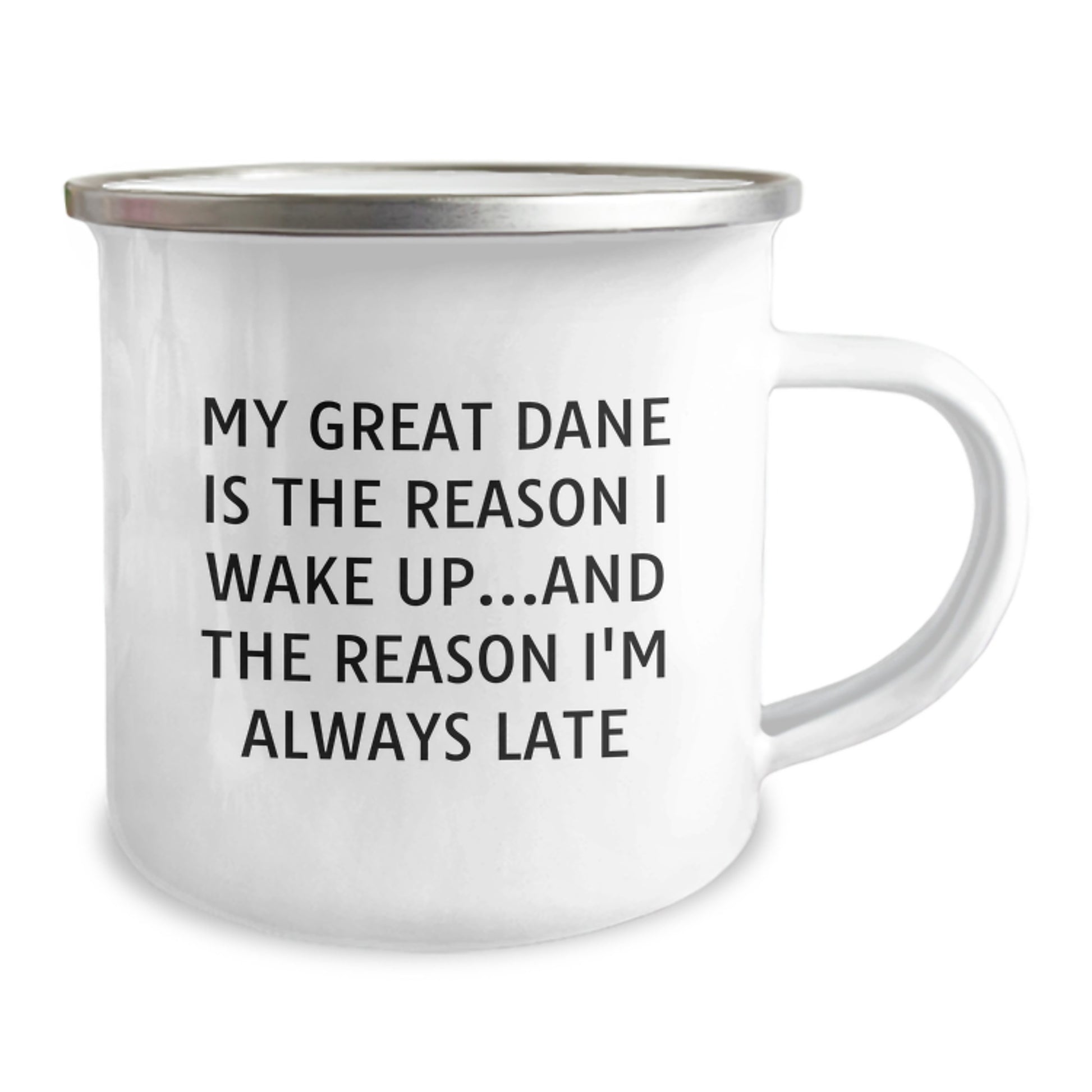 Funny Great Dane Dog Gifts for Men from Family - Camping Mug, 'My Great Dane Is The Reason I Wake Up...and The Reason I'm Always Late' Birthday Unique Presents - Image 2