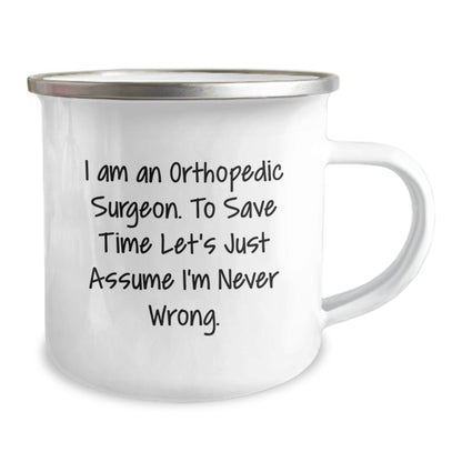 Gifts from Friends to Orthopedic Surgeons, Funny Camping Mug for Men, 12 oz Stainless Steel with Enamel Finish, Perfect for Christmas Unique Gifts - Image 2