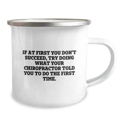 Funny Chiropractor Quotes Gifts from Friends, Gifts for Chiropractor Graduation, Inspirational Camping Mug - 12 oz Stainless Steel Enamel Finish - Image 2
