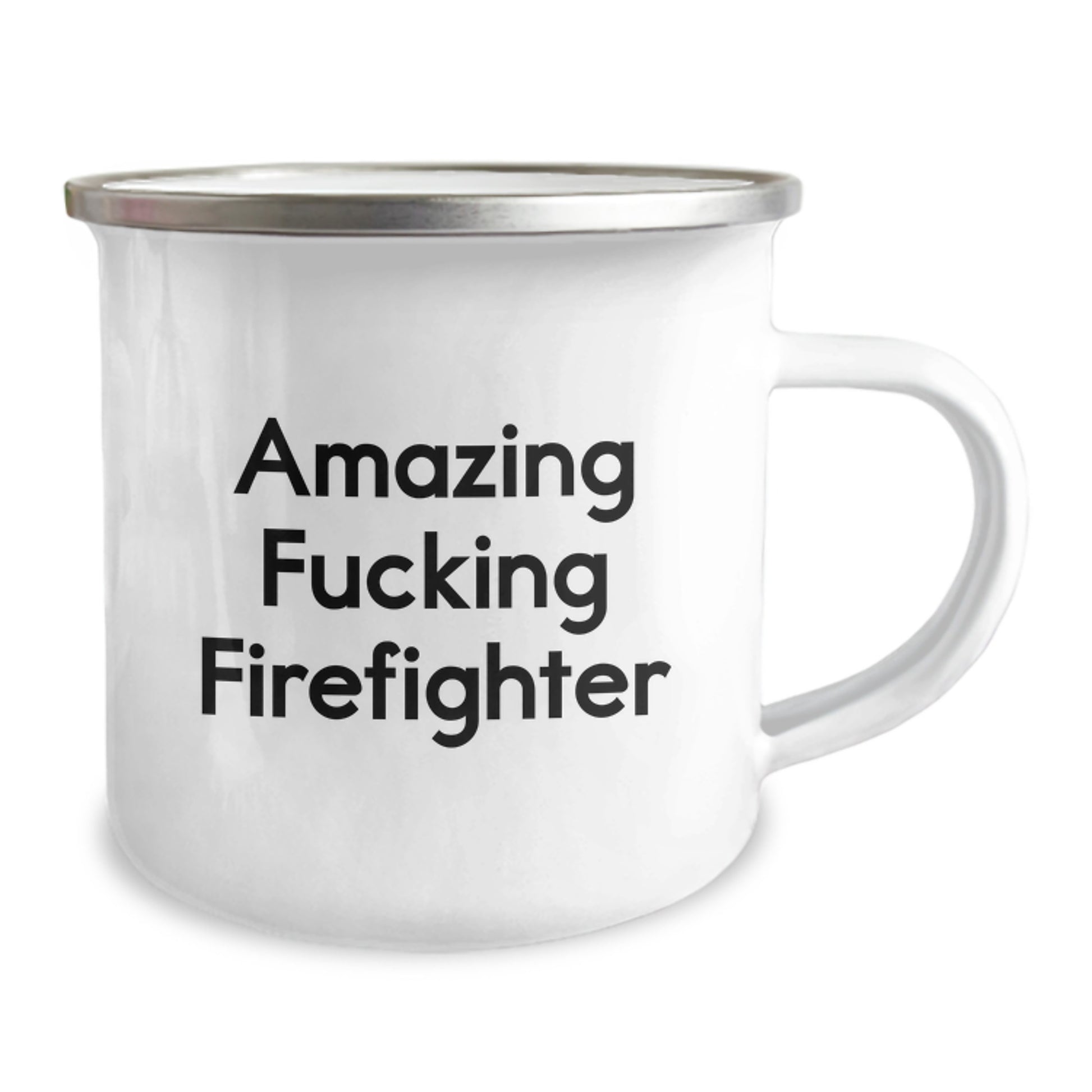 Funny Firefighter Gifts for Men, Camping Mug with 'Amazing F--king Firefighter' Quote, 12 oz Stainless Steel with Enamel Finish, Graduation Unique Gifts from Family - Image 2