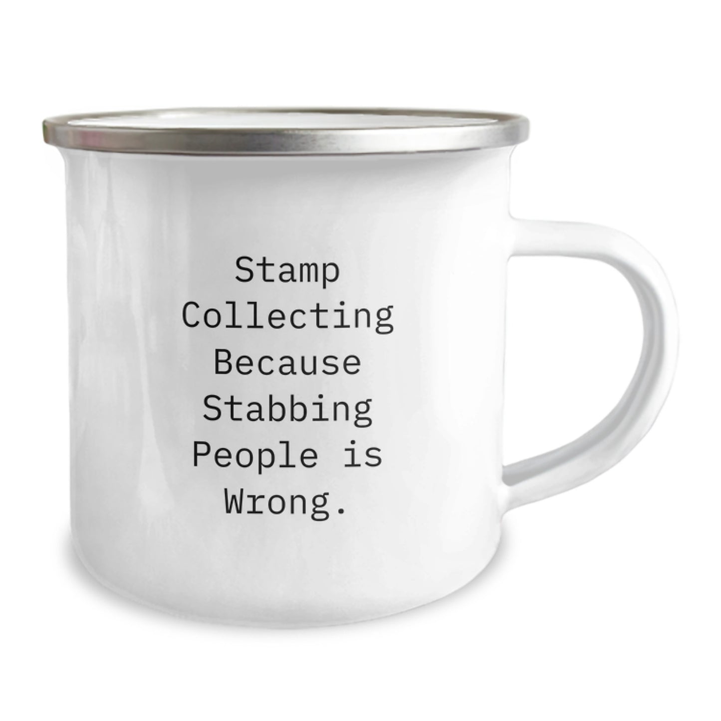 Funny Stamp Collecting Gifts from Friends for Birthday, Camping Mug with Inspirational Quote, Perfect for Stamp Collectors, 12 oz Stainless Steel with Enamel Finish - Image 2