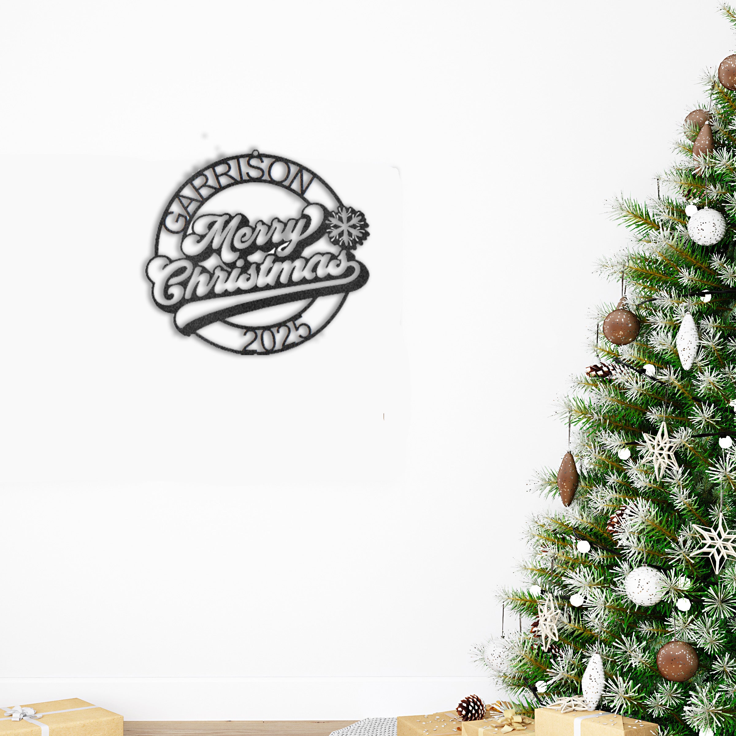 Personalized Merry Christmas Metal Wall Art – Custom Family Name Holiday Sign – Handmade Steel Décor (5 Sizes, 5 Colors) - Mallard Moon