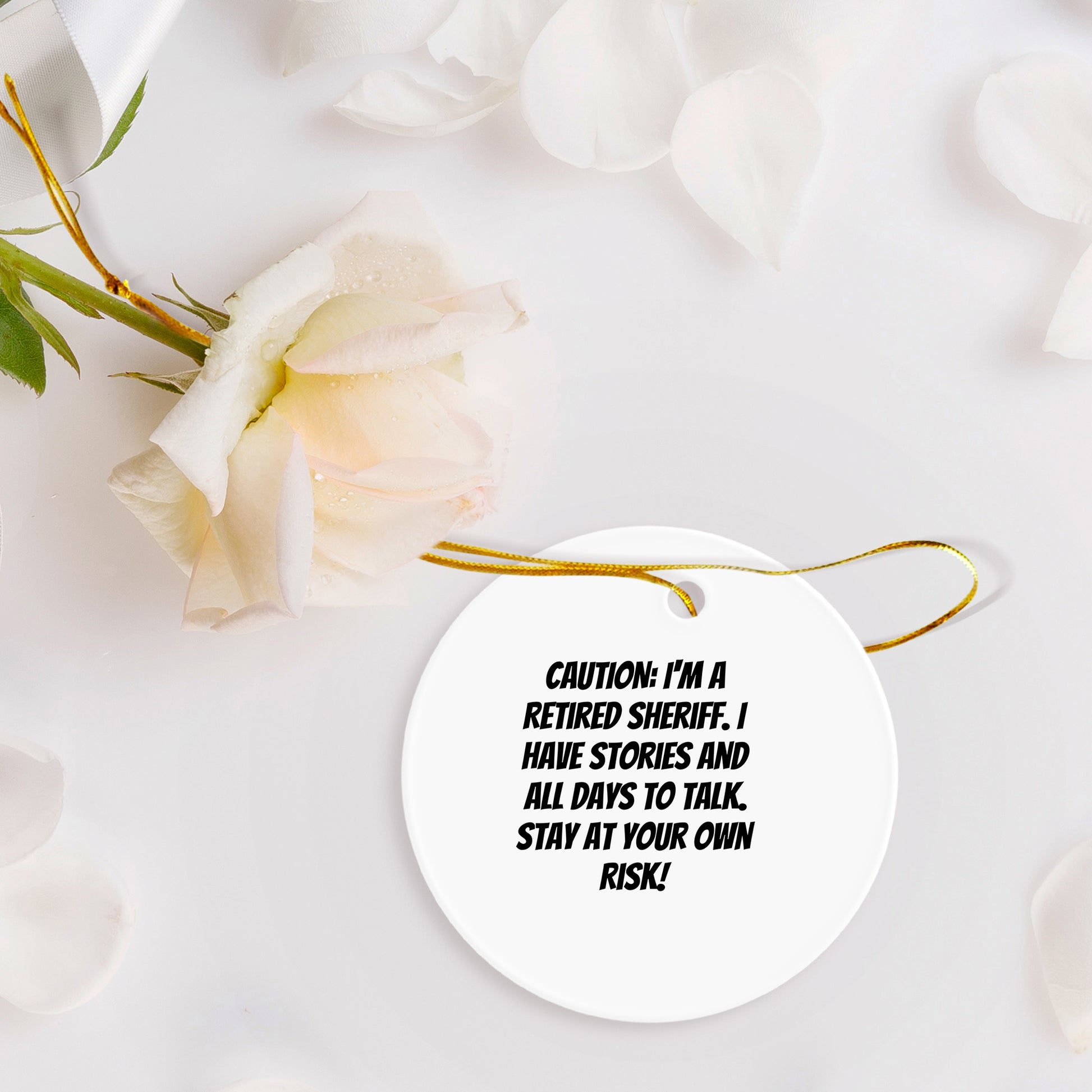 Funny Retired Sheriff Christmas Tree Circle Ornament - Mallard Moon