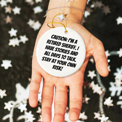 Funny Retired Sheriff Christmas Tree Circle Ornament - Mallard Moon