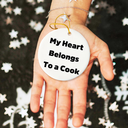 My Heart Belongs To A Cook Circle Ornament Gifts from Family for Christmas