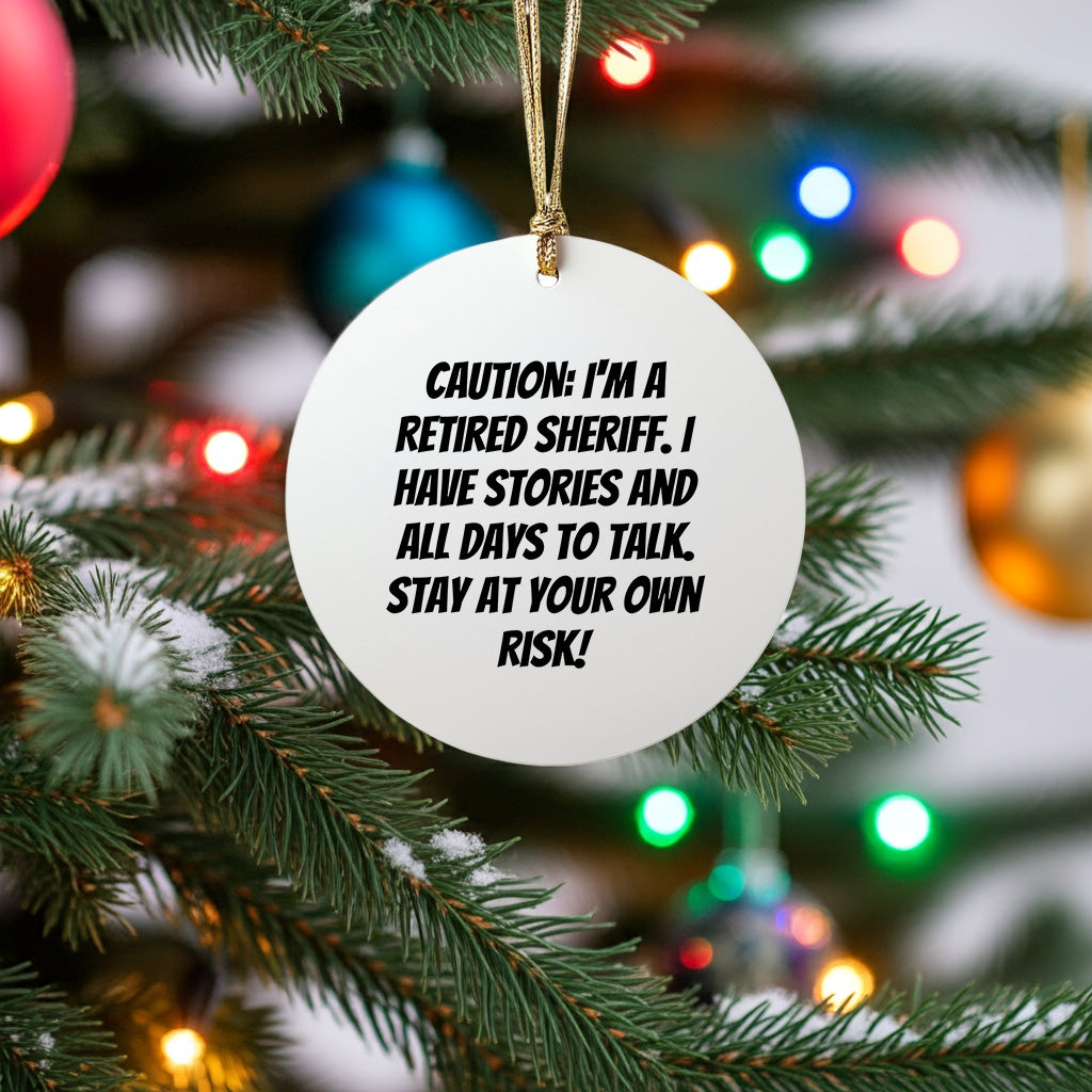 Funny Retired Sheriff Christmas Tree Circle Ornament - Mallard Moon